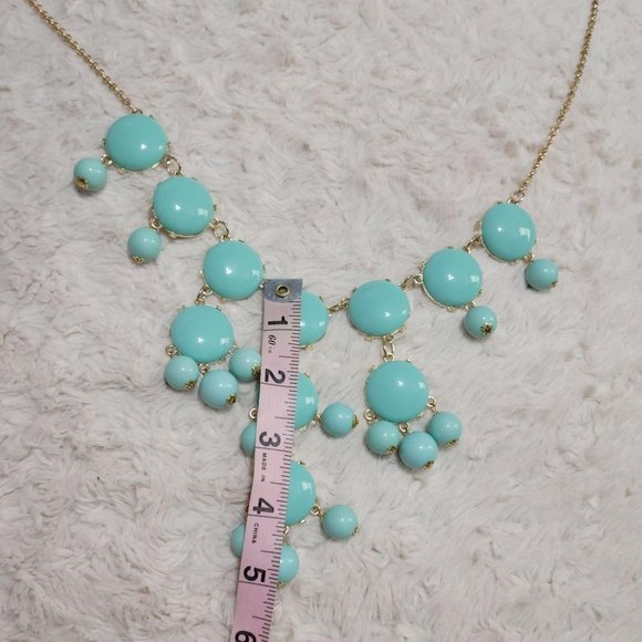 Light Blue Multi Layered Statement Necklace 26" - Picture 5 of 7